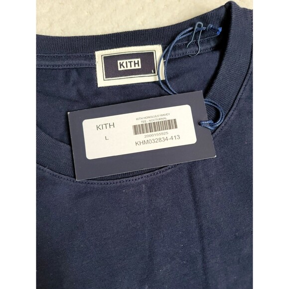 NWT Kith Honolulu WAVY TEE Navy Blue Hawaii Exclusive Tee, LARGE - Picture 4 of 6